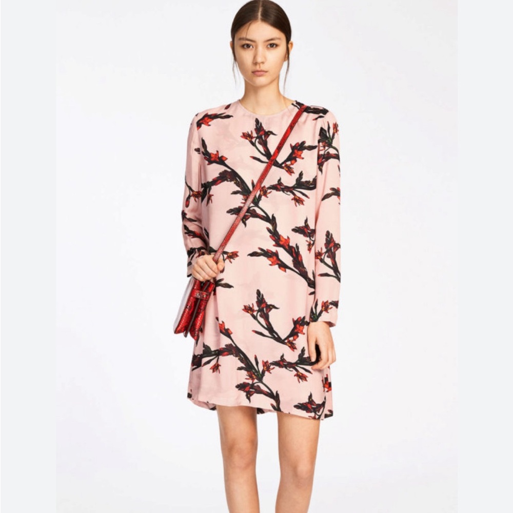 Pink Sheath Mini Dress with Long Sleeves